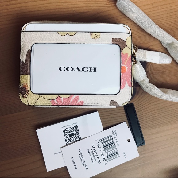 🌸 Coach Coach Zip Card Case With Floral Cluster Print - Picture 8 of 14